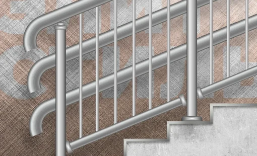 Перила для школ и садов с 3 поручнями, с шагом ригеля 100мм